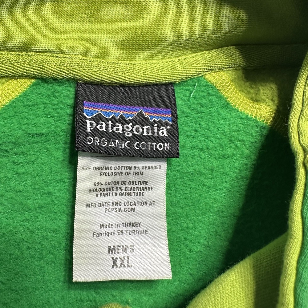 Vintage Patagonia Threebull Organic Cotton Fleece Full Zip Sweatshirt Green XXL - Picture 3 of 4